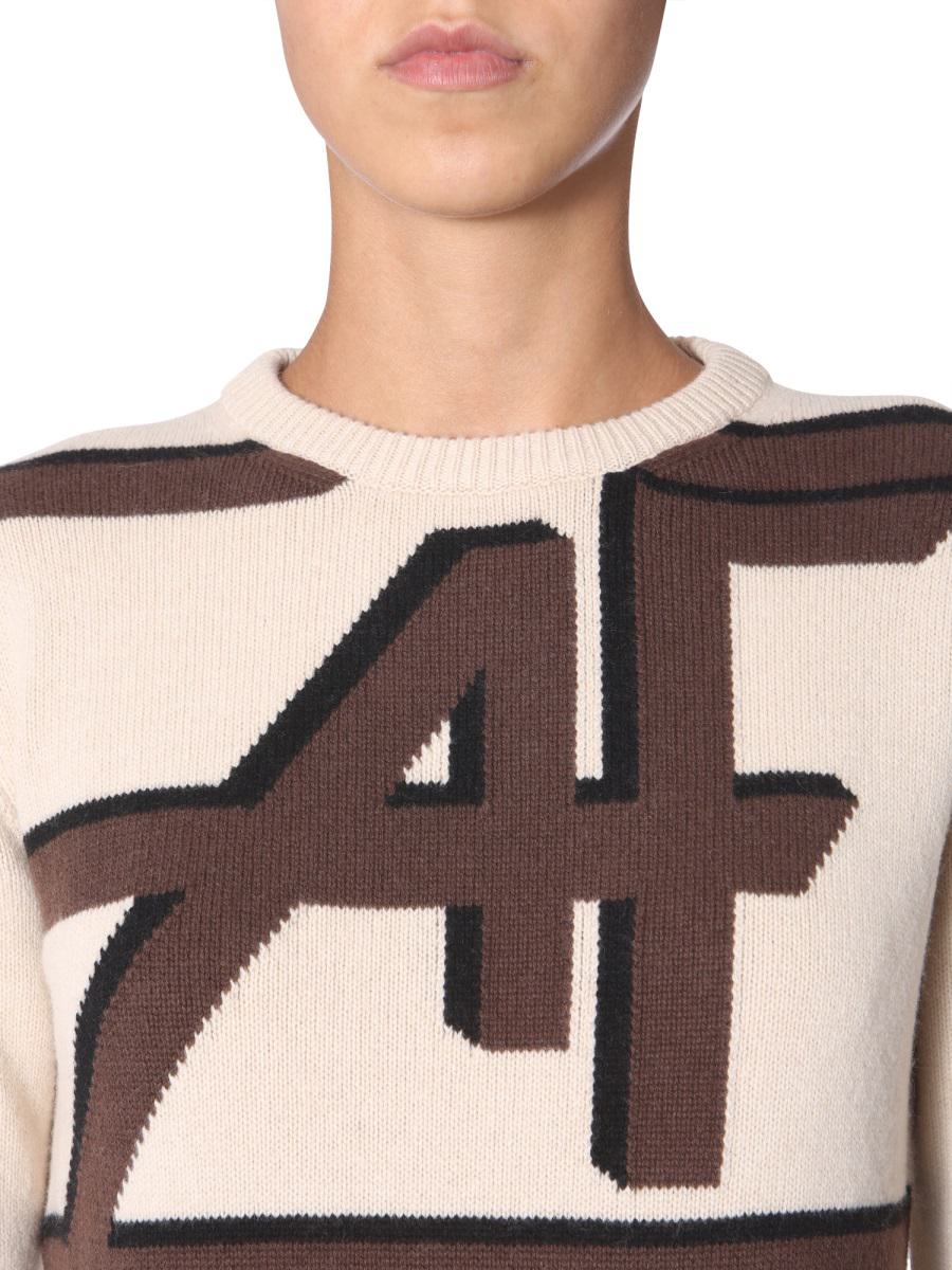 Shop Alberta Ferretti Crew Neck Sweater In Beige