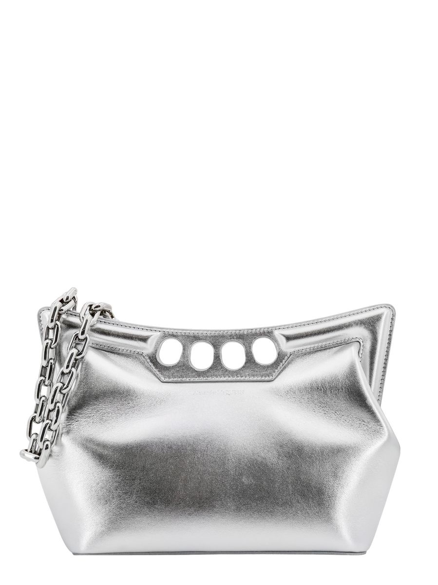 Shop Alexander Mcqueen 'the Peak' Bag In Silver