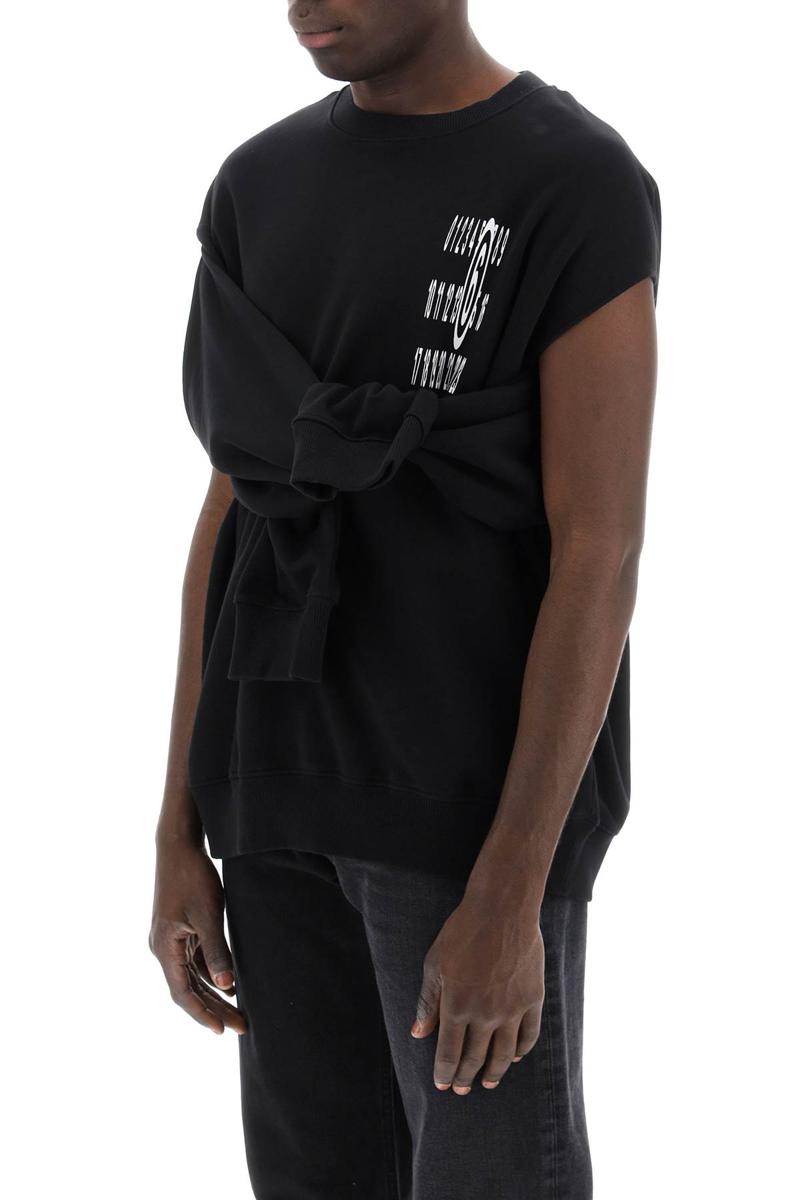 Shop Mm6 Maison Margiela "sweatshirt With Cut Out And Numeric In Nero