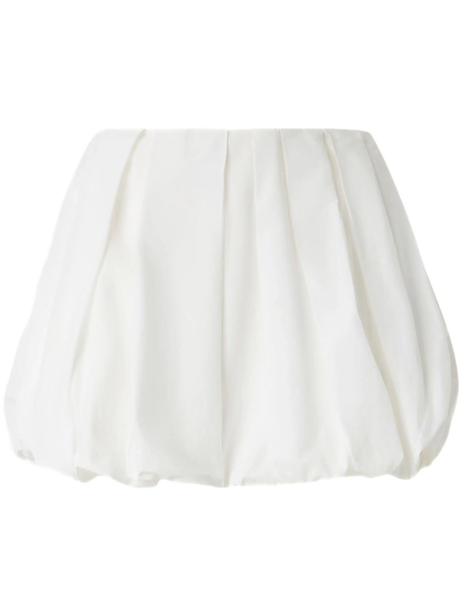 Pinko White Skirt With Pleated Details And Balloon Hem In Cotton Woman