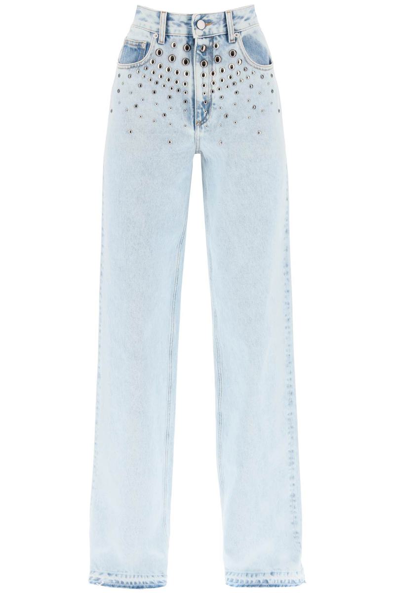 Shop Alessandra Rich Jeans With Studs In Celeste