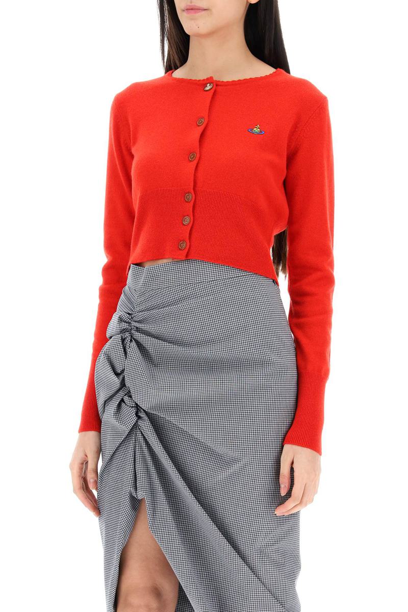 Shop Vivienne Westwood Bea Cropped Cardigan In Rosso