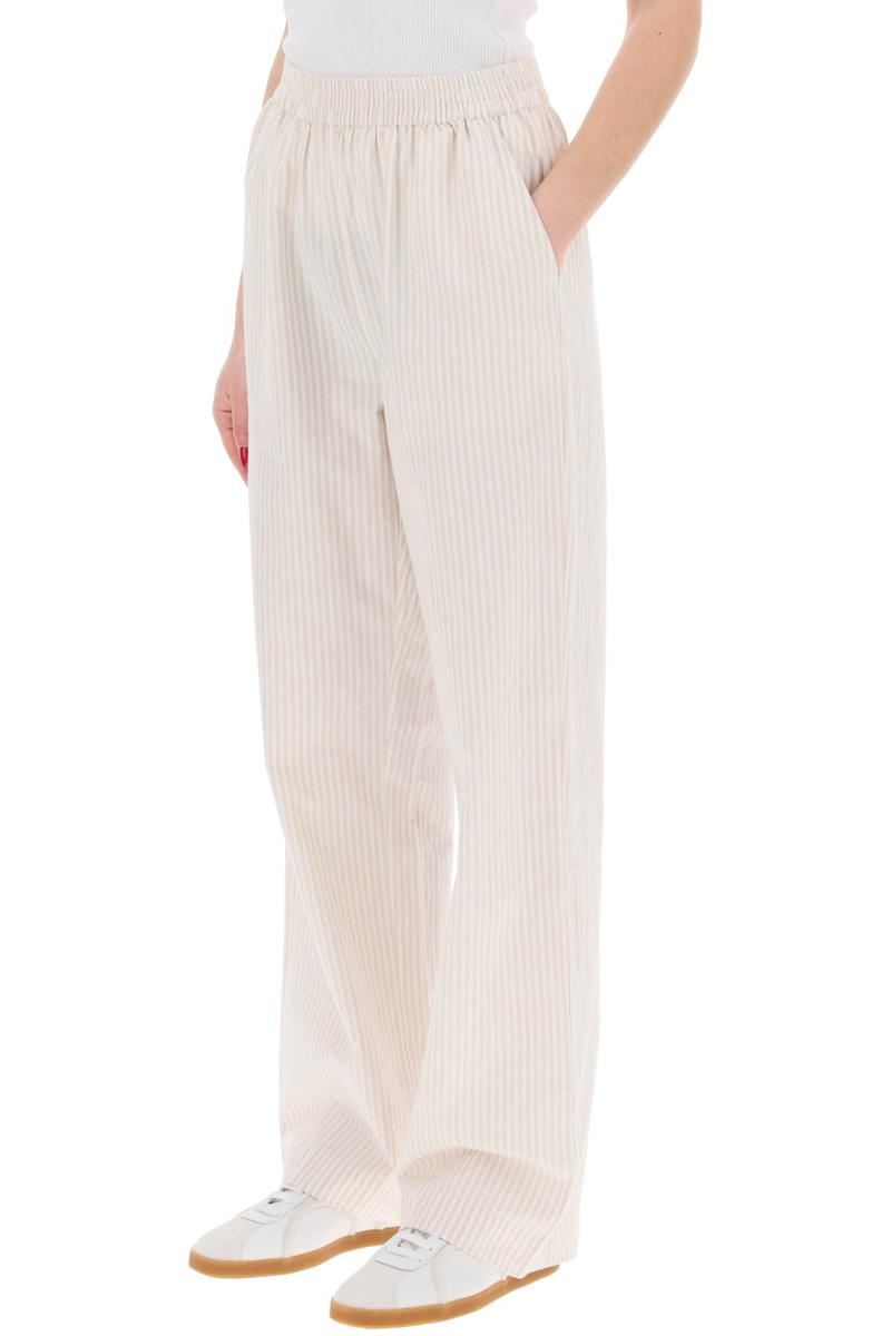 Shop Skall Studio "organic Cotton Striped Claudia Pants" In Beige