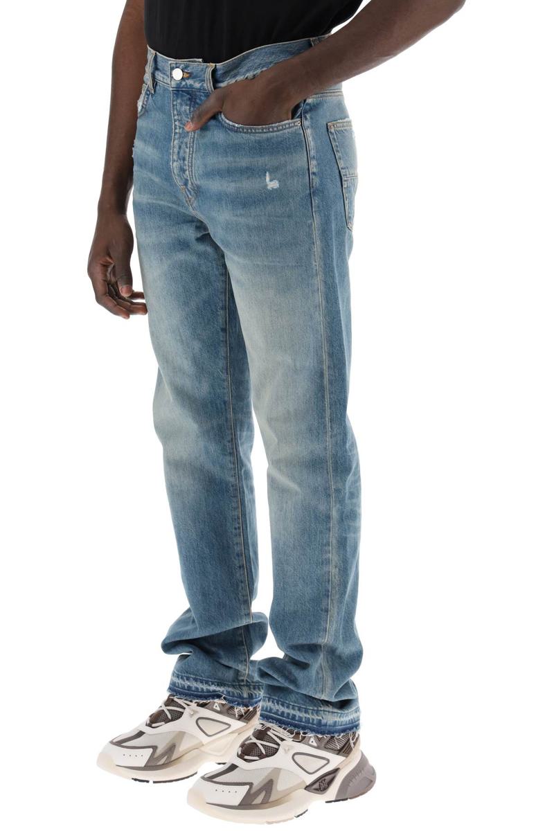 Shop Amiri "five-pocket Distressed Effect Jeans" In Blu