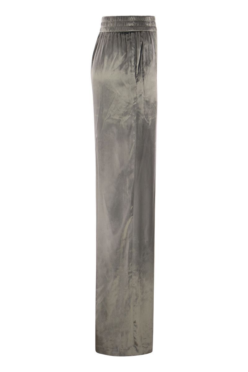 Shop Red Valentino Liquid Velvet Trousers In Silver