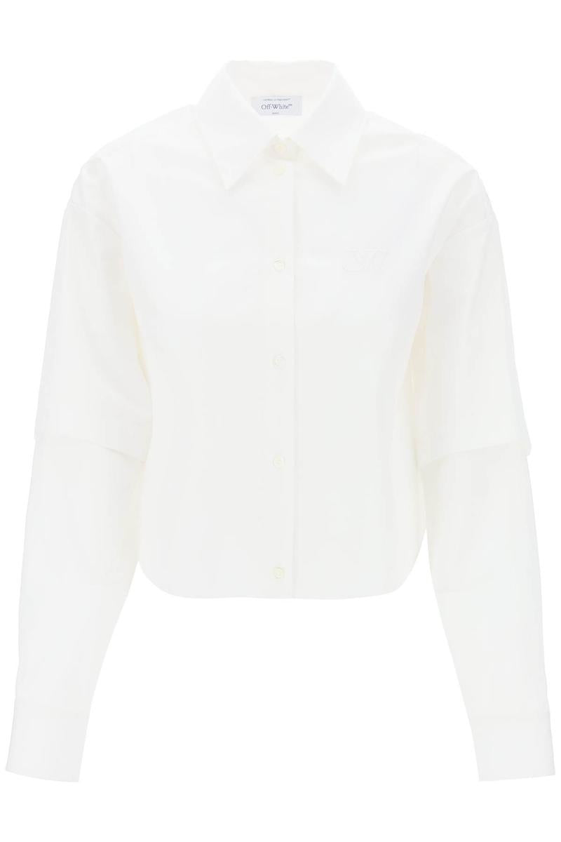 Shop Off-white "shirt With Embroidered Logo Detail In Bianco