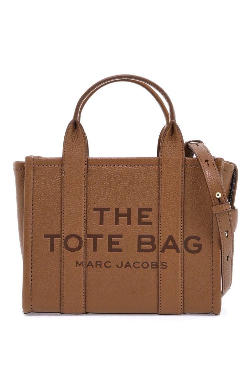 Shop Marc Jacobs The Leather Small Tote Bag In Marrone