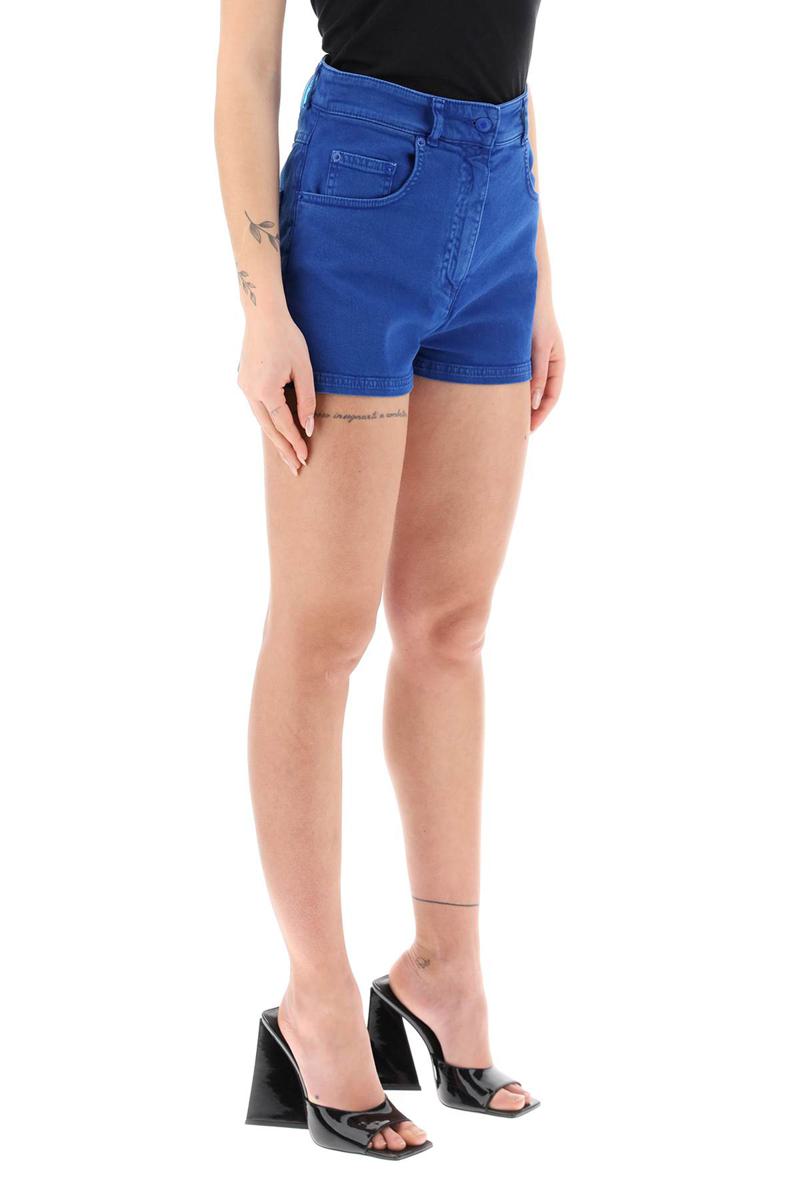 Shop Moschino Garment Dyed Denim Shorts In Blu