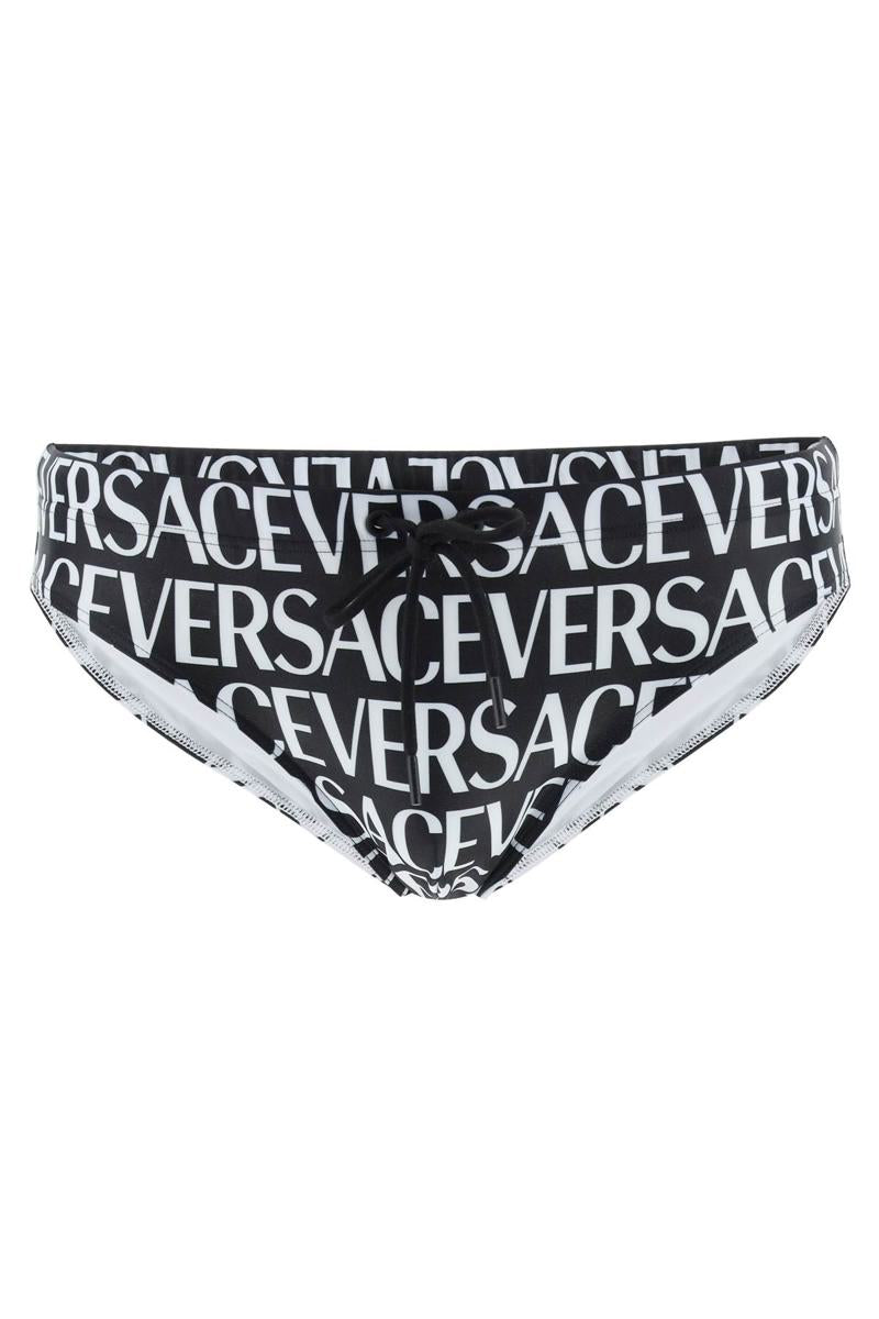 Shop Versace Allover Swim Briefs In Bianco