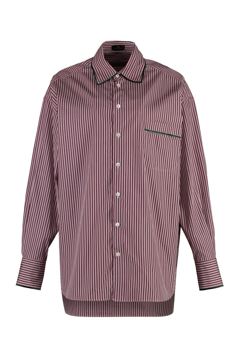 Etro Striped Cotton Shirt In Pink