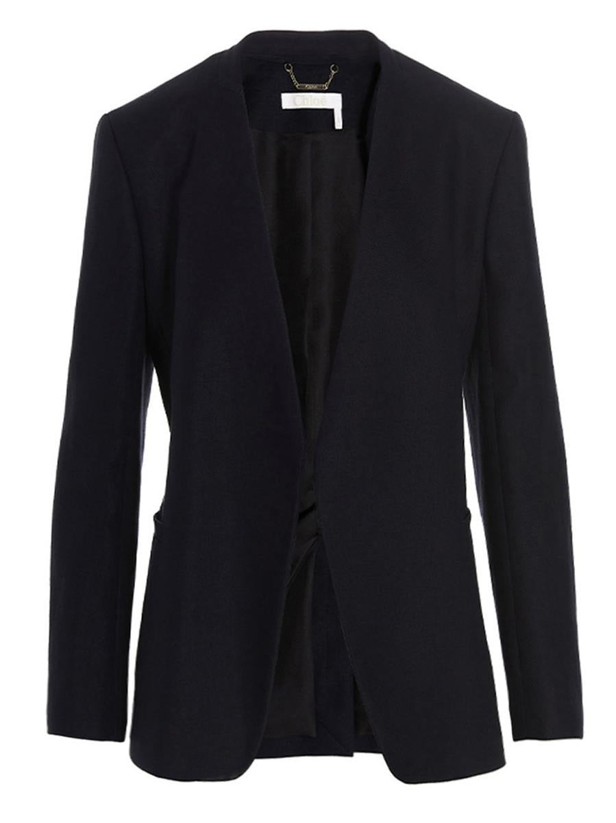 Shop Chloé Linen Blazer In Blue