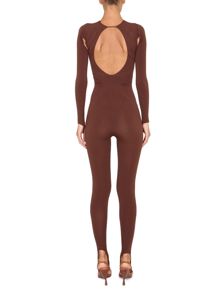 Shop Andreädamo Andreādamo Full Jumpsuit With Cut-out Details In Brown