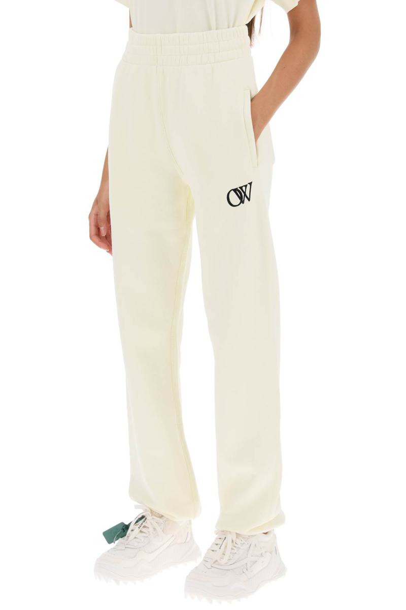 Shop Off-white Joggers With Flocked Logo In Bianco