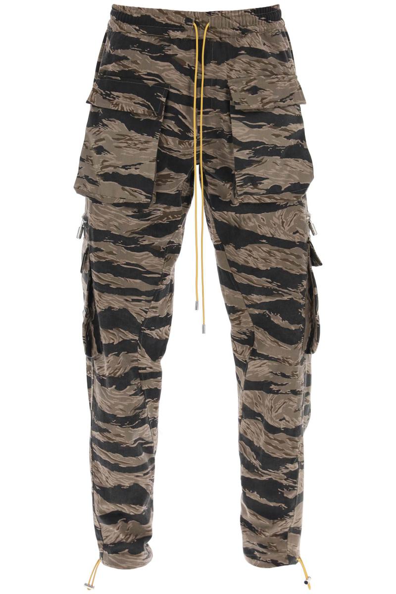 Shop Rhude Cargo Pants With 'tiger Camo' Motif All-over In Nero