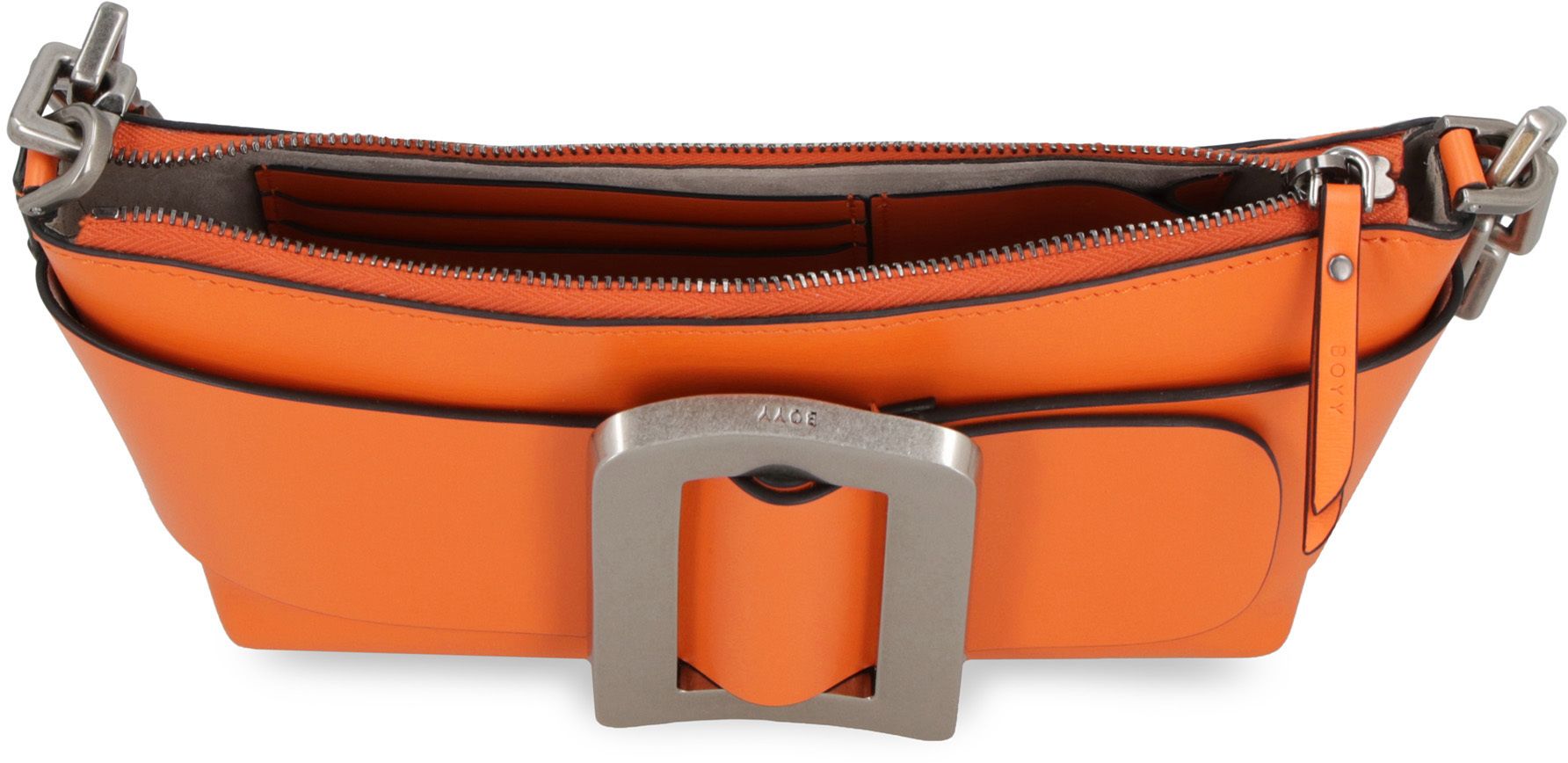 Shop Boyy Buckle Pouchette Leather Mini Bag In Orange