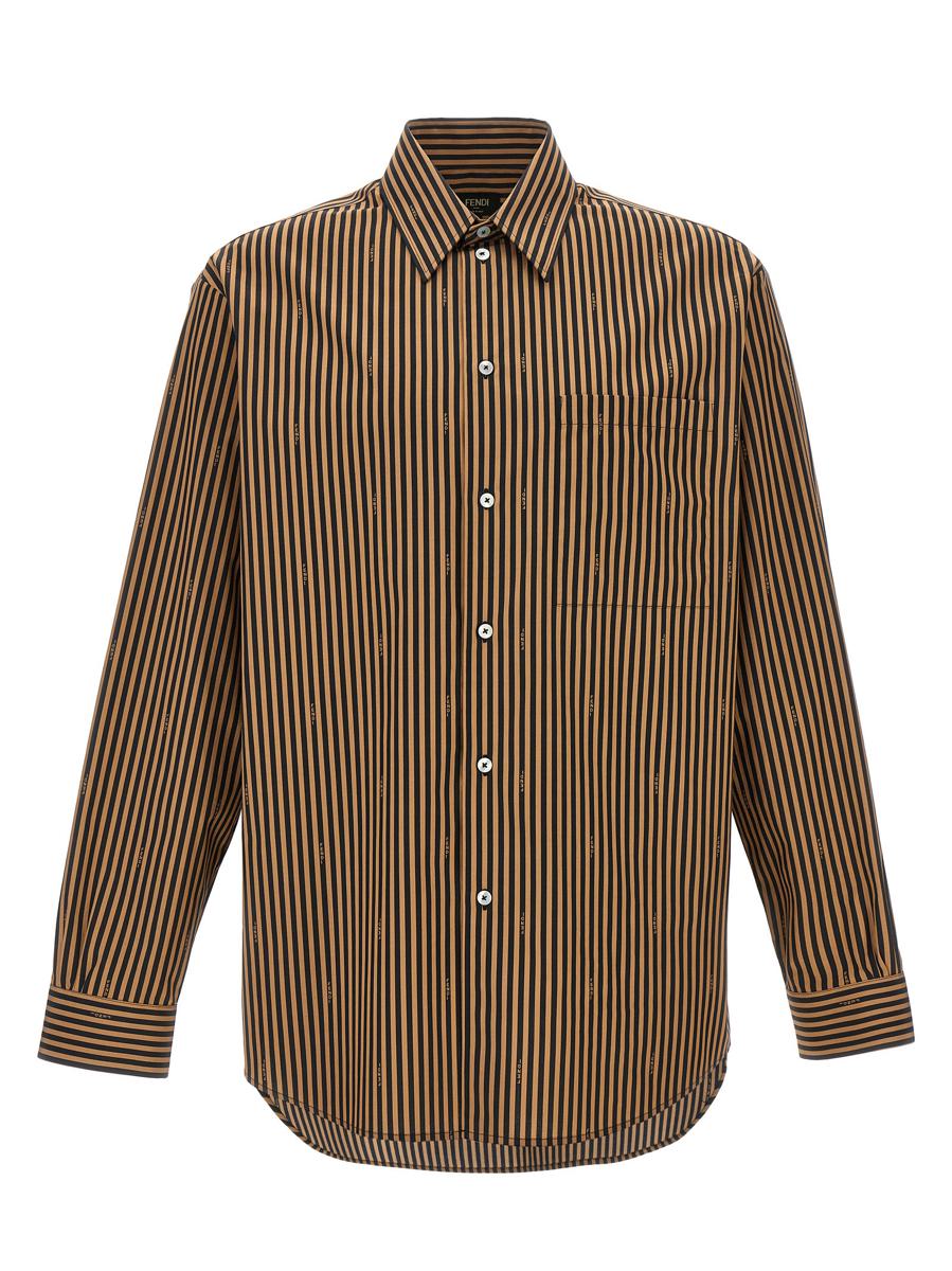 Fendi Pequin Stripes Shirt In Brown