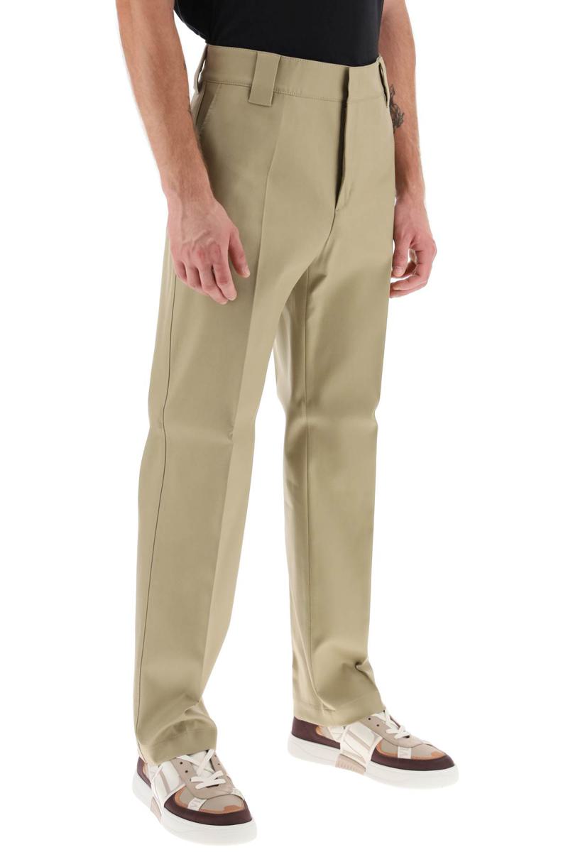 Shop Valentino Cotton Chino Pants In Marrone