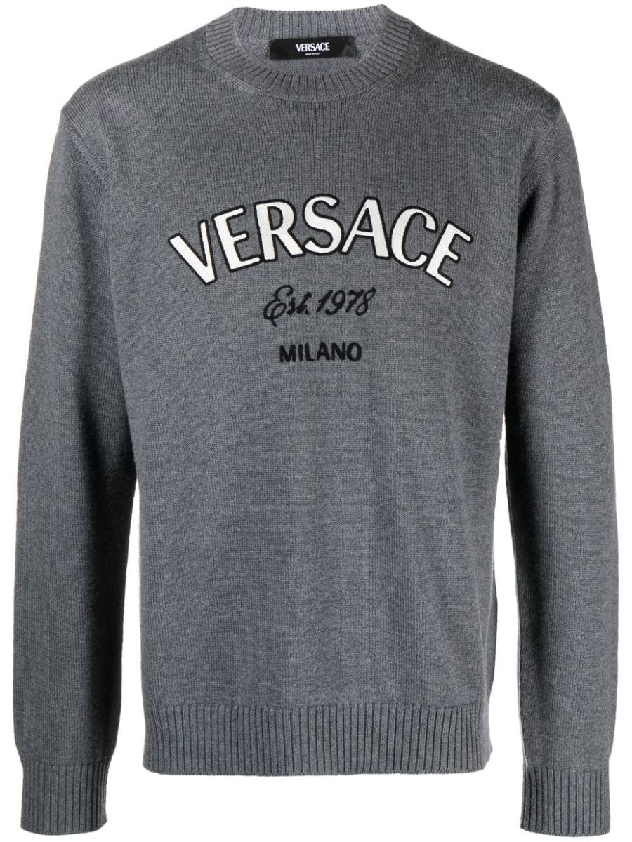 Shop Versace Sweaters In Medium Grey