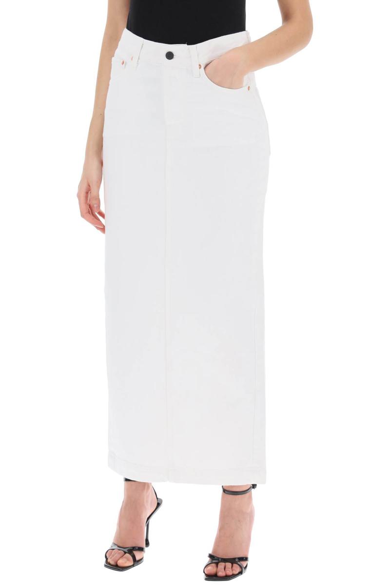 Shop Wardrobe.nyc Denim Column Skirt With A Slim In Bianco