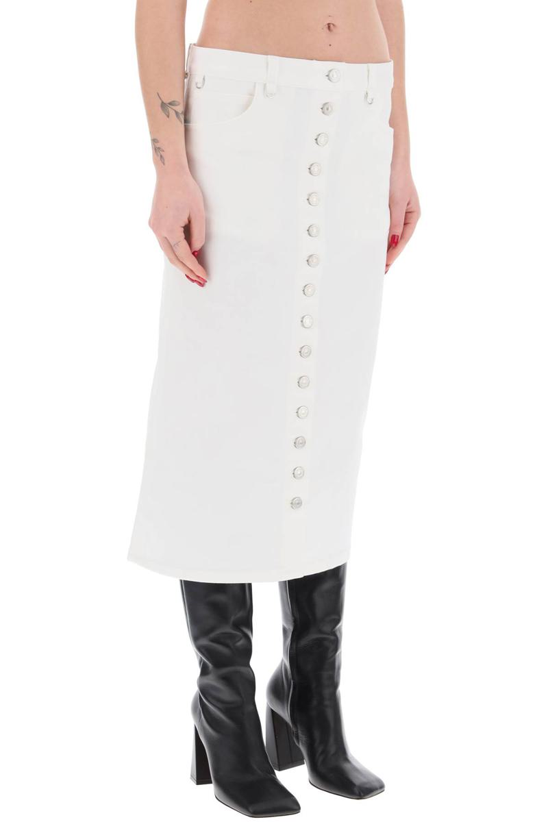 Shop Courrèges "denim Midi Skirt With Multif In Bianco