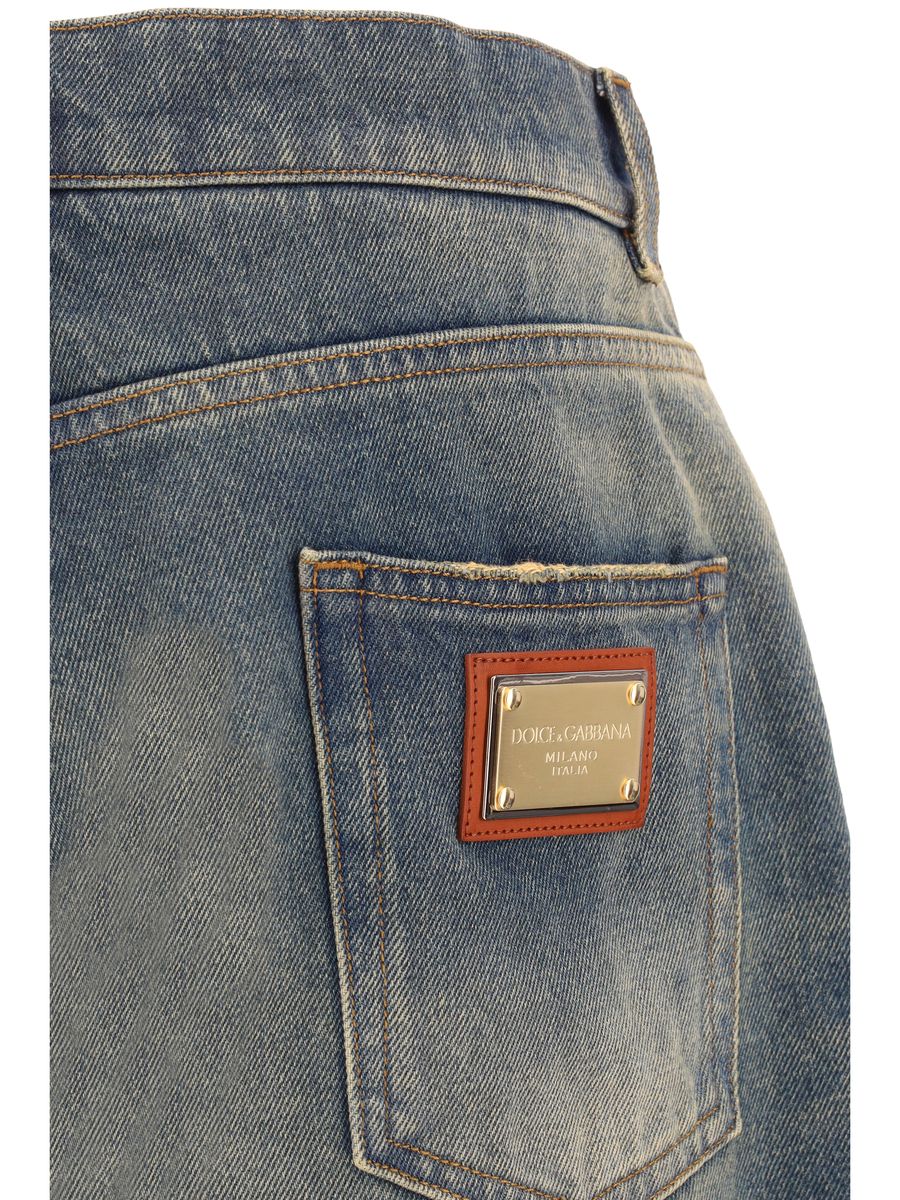 Shop Dolce & Gabbana Jeans With Logo Plaque In Variante Abbinata