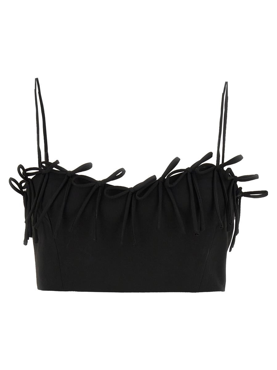 Shop Ganni Bow Top In Black