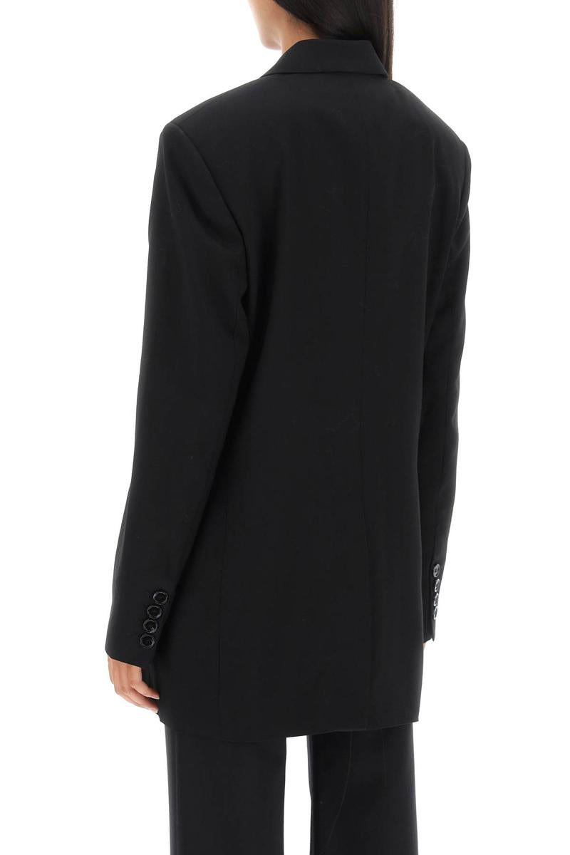 Shop Acne Studios Double-breasted Jacket In Herringbone Fabric In Nero