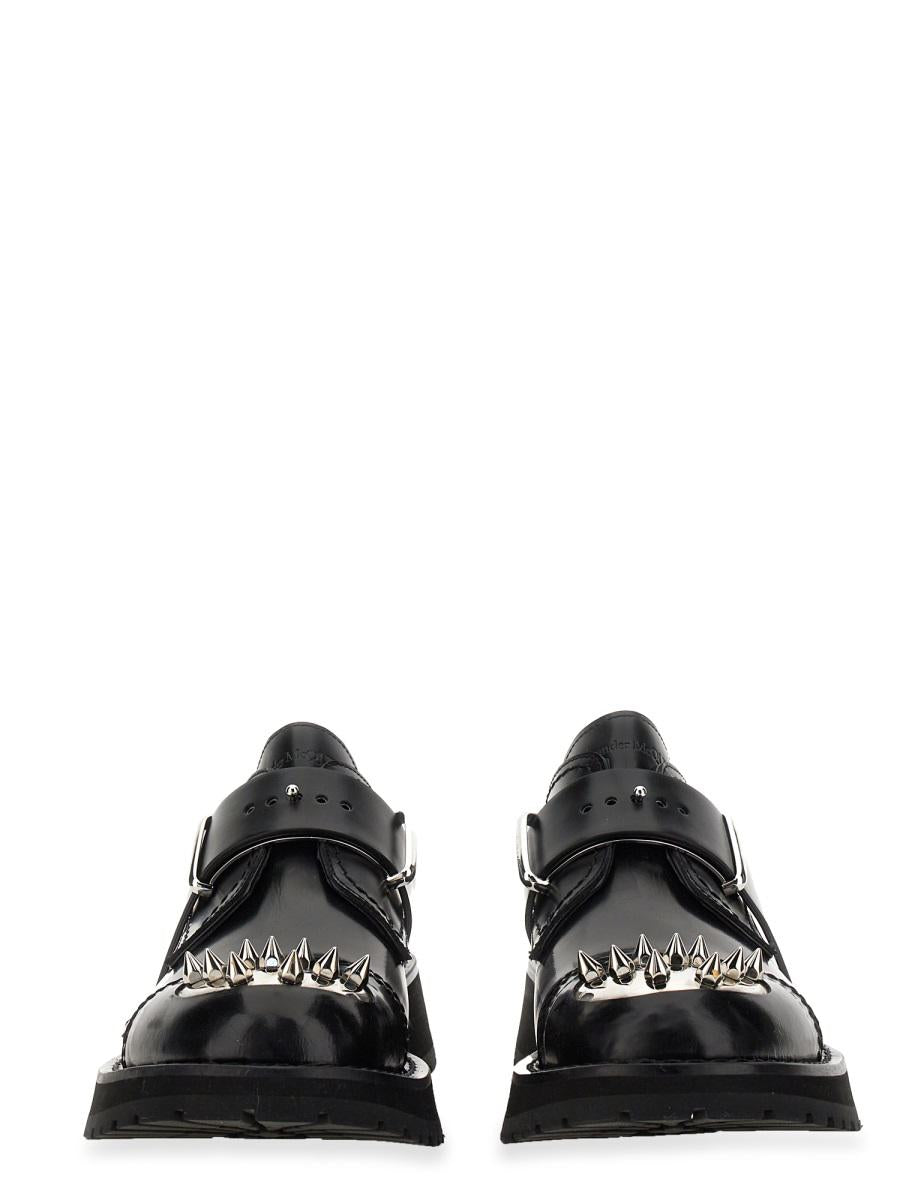 Shop Alexander Mcqueen Studded Derby Loafer In Black