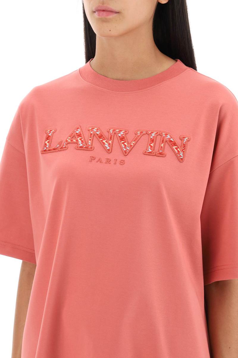 Shop Lanvin Curb Logo Oversized T-shirt In Rosa
