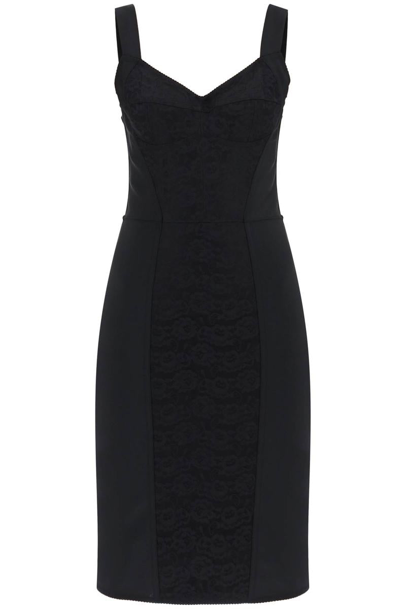 Shop Dolce & Gabbana Bustier Dress With Lace Insert In Nero