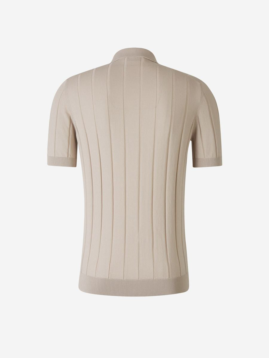 Shop Gran Sasso Ribbed Open Polo In Beige