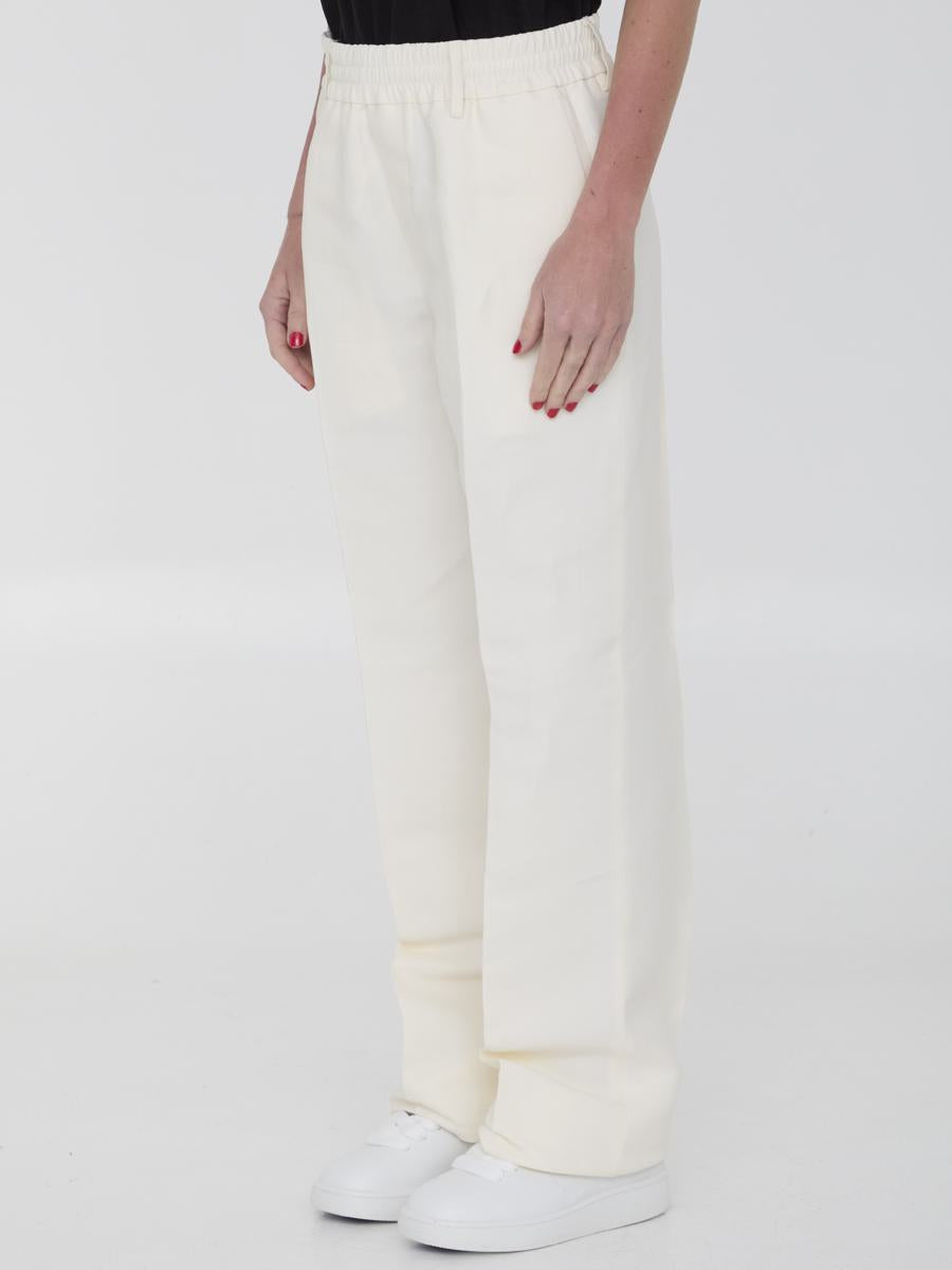 Shop Burberry Canvas Pants In Cream