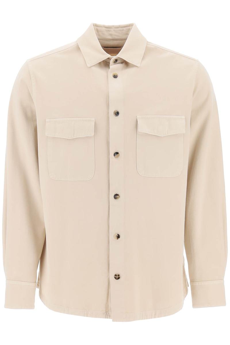 Shop Agnona Cotton & Cashmere Shirt In Beige