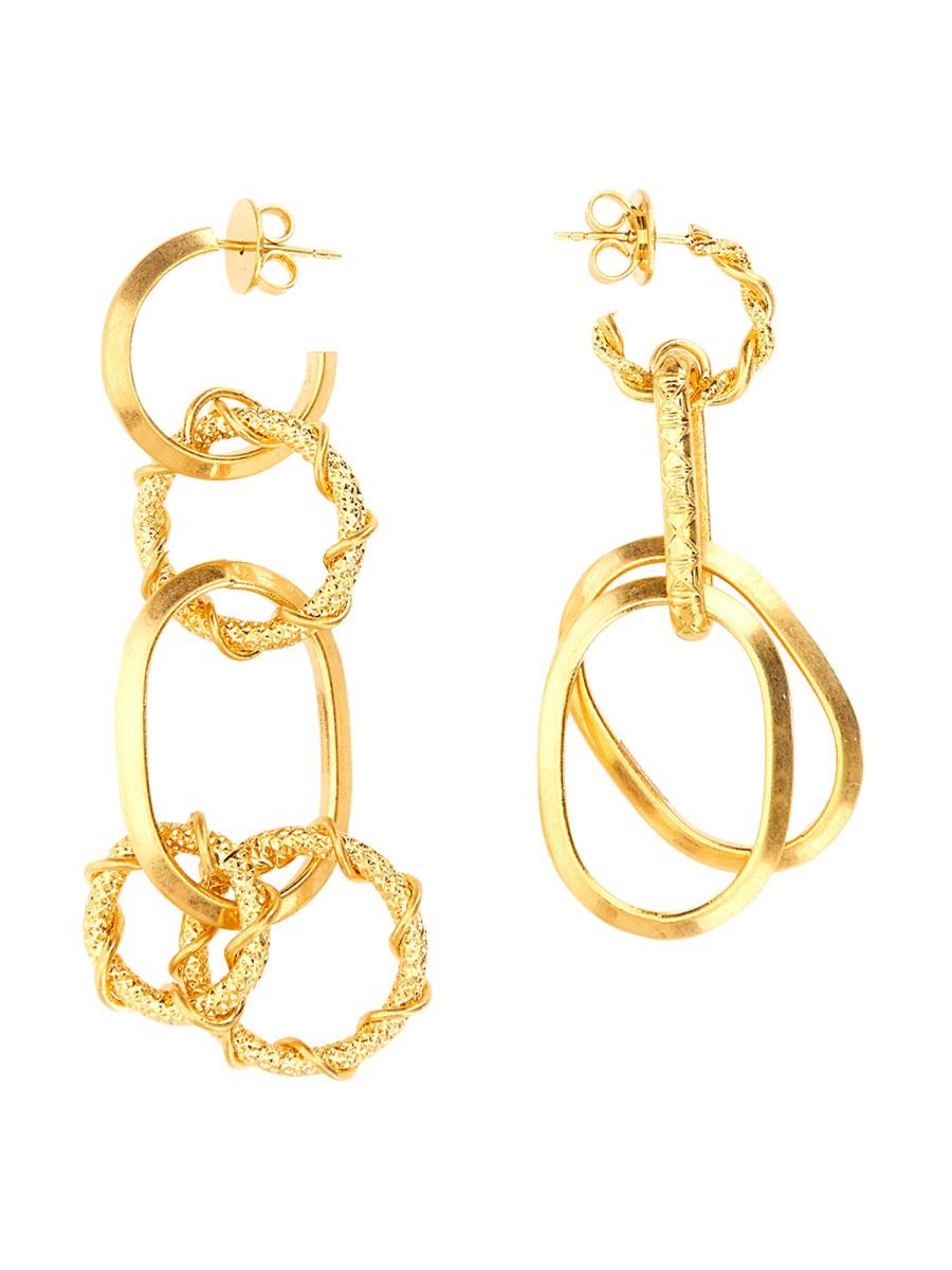 Shop Dsquared2 Earring With Chain Rings In Gold