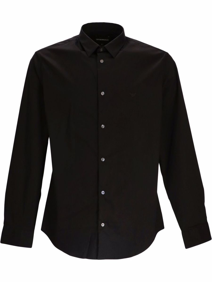 Shop Emporio Armani Cotton Shirt In Black