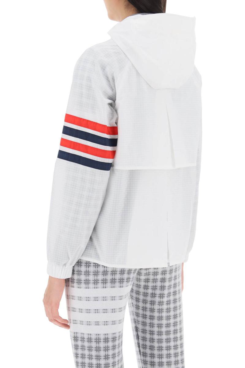 Shop Thom Browne 4-bar Jacket In Ripstop In Bianco