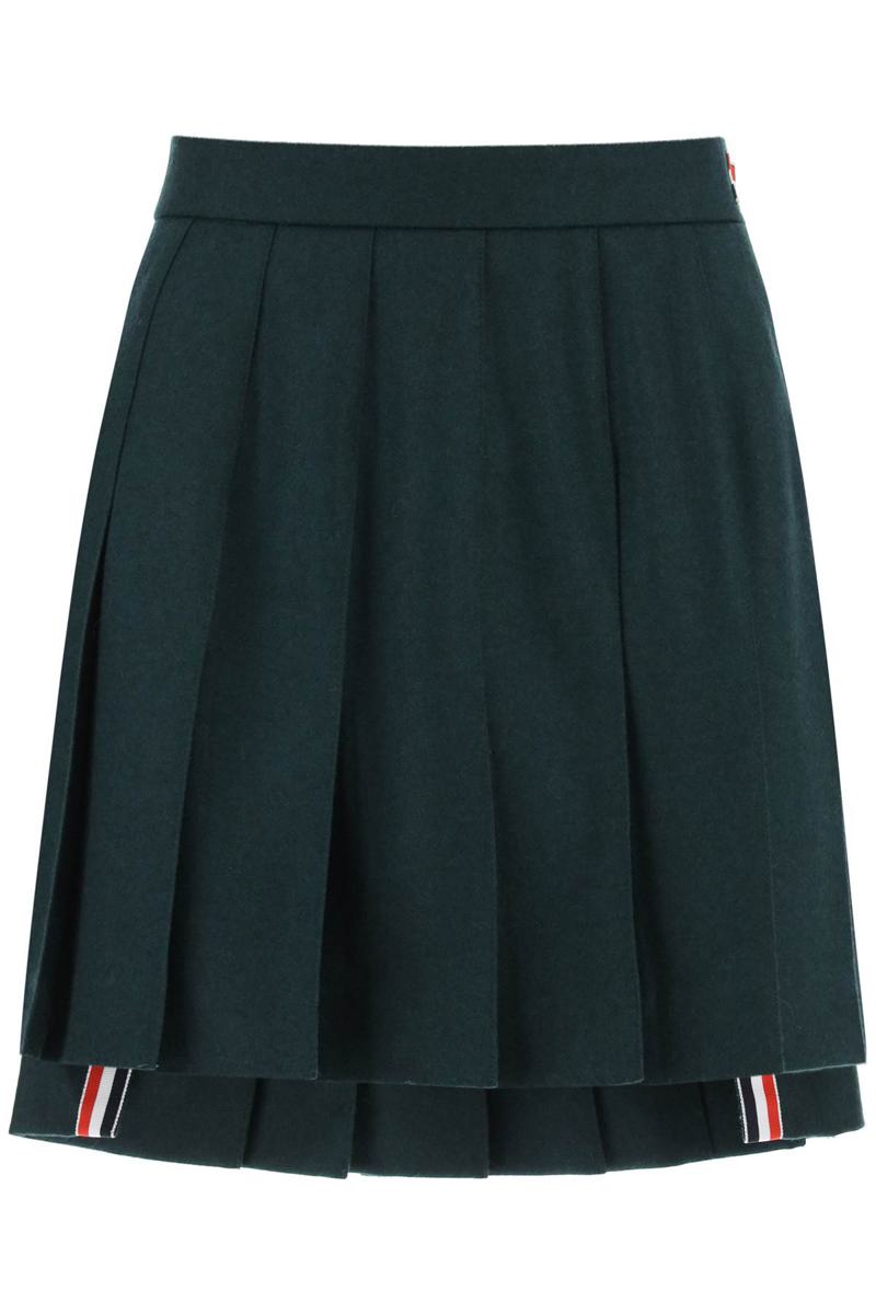 Shop Thom Browne Flannel Mini Pleated Skirt In Verde