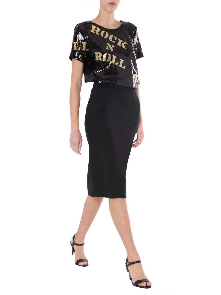 Shop Moschino T-shirt With Sequins In Black