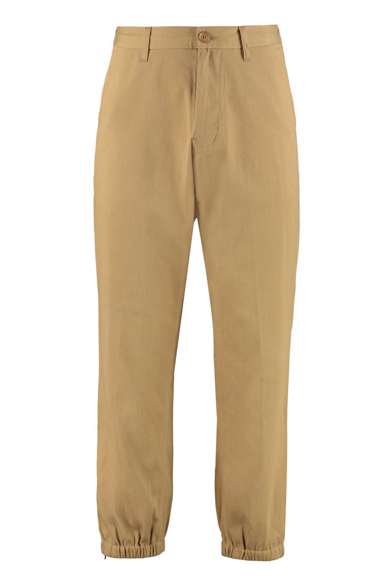 Shop Gucci Embroidered Cotton Trousers In Camel