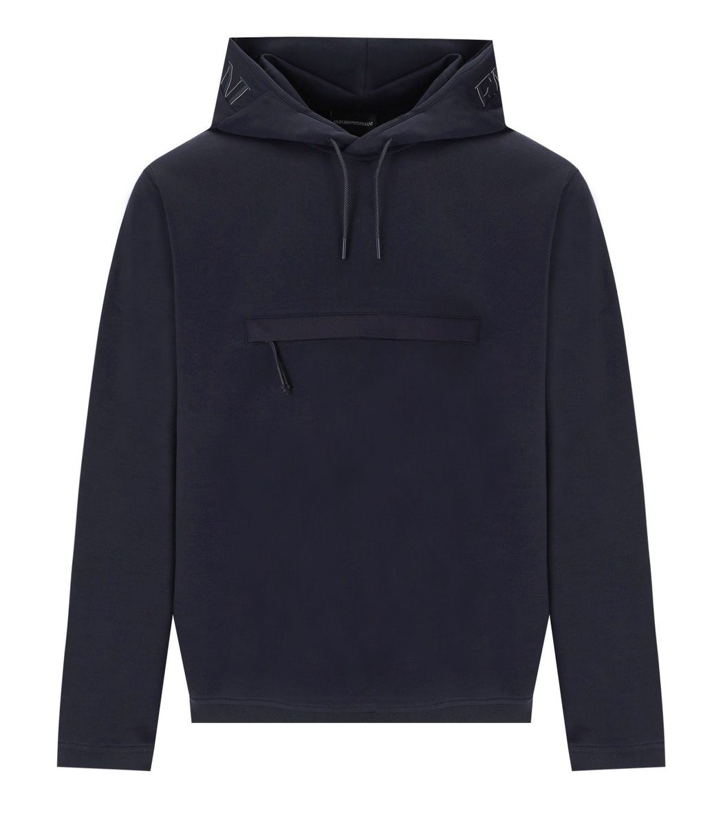 Shop Ea7 Emporio Armani Hooded Sweatshirt In Blue