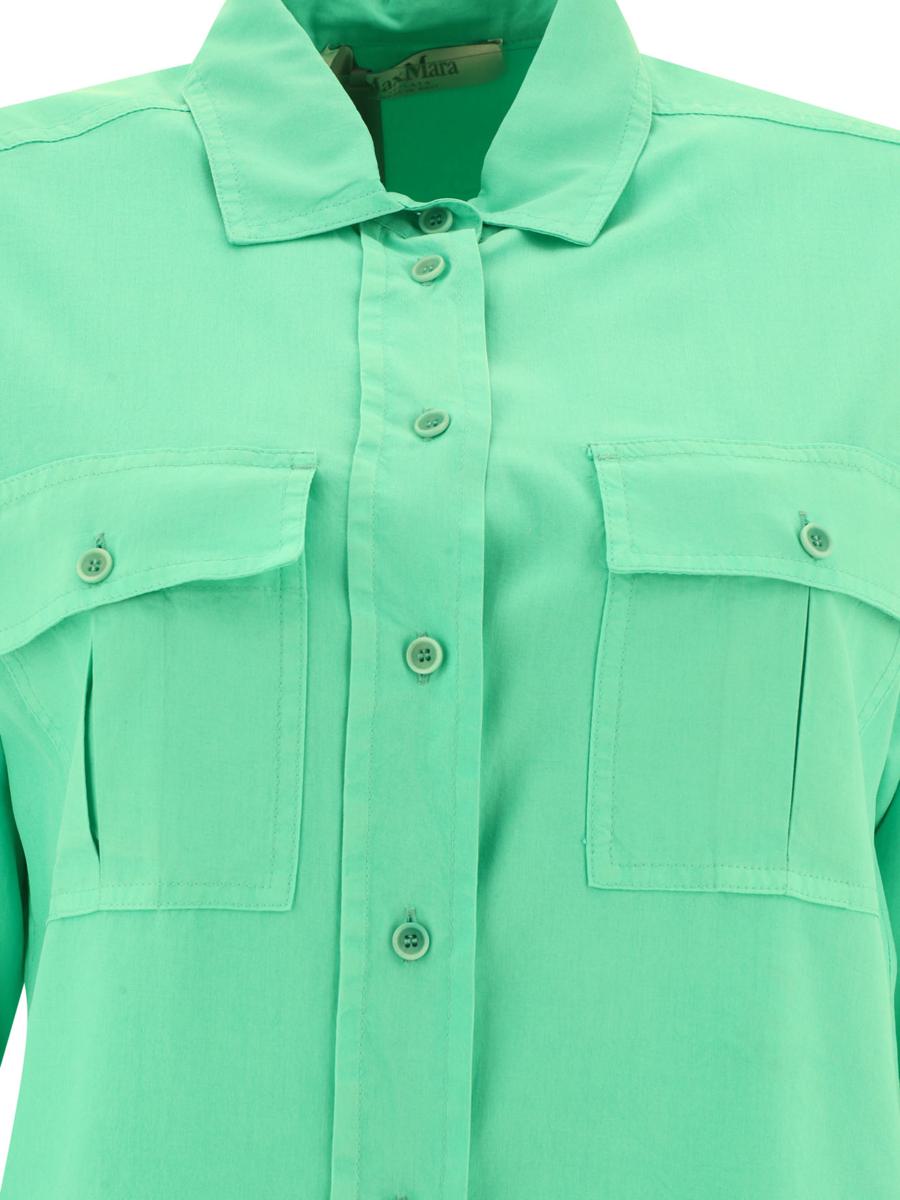 Shop Max Mara Silk Shirt In Green
