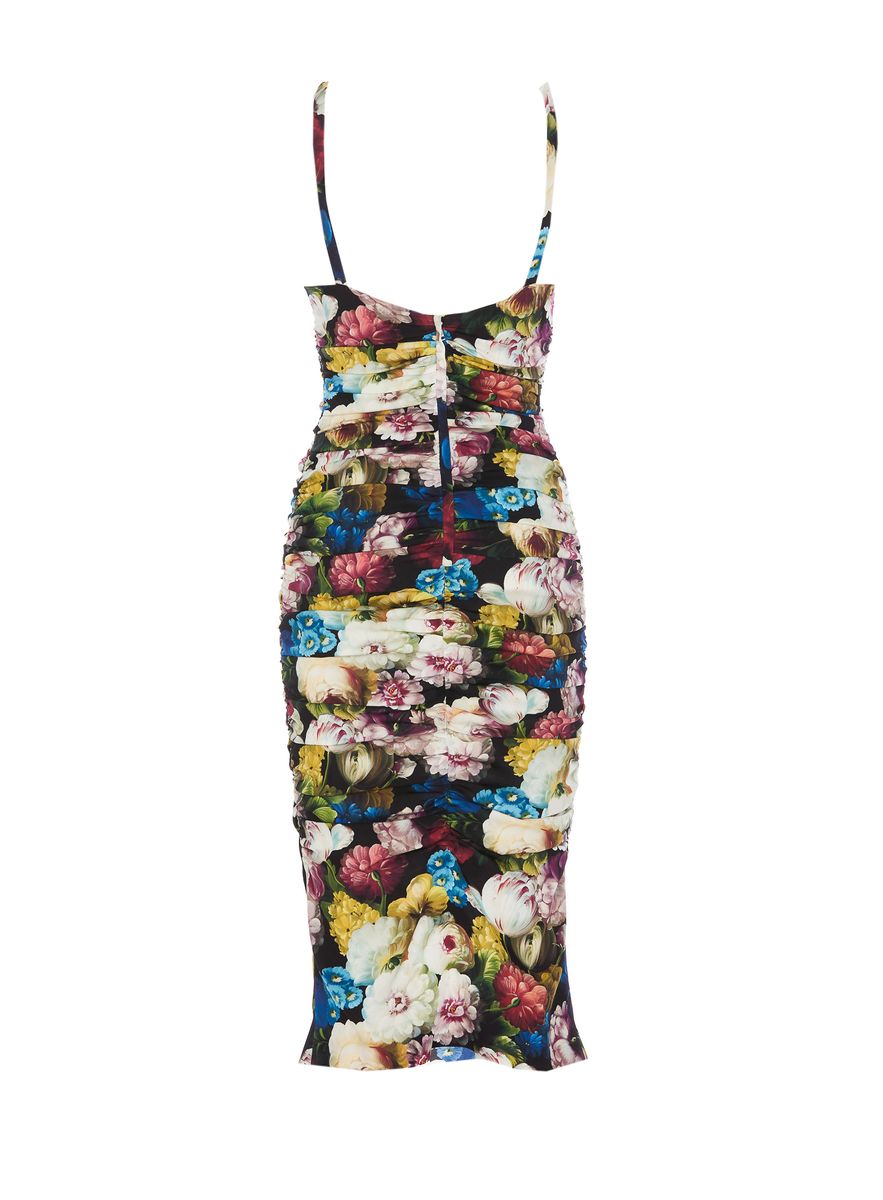 Shop Dolce & Gabbana Floral Print Dress In Black