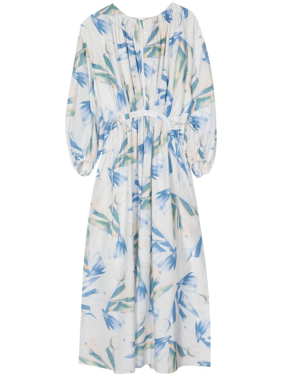 Shop Paul Smith Printed Long Dress In Clear Blue