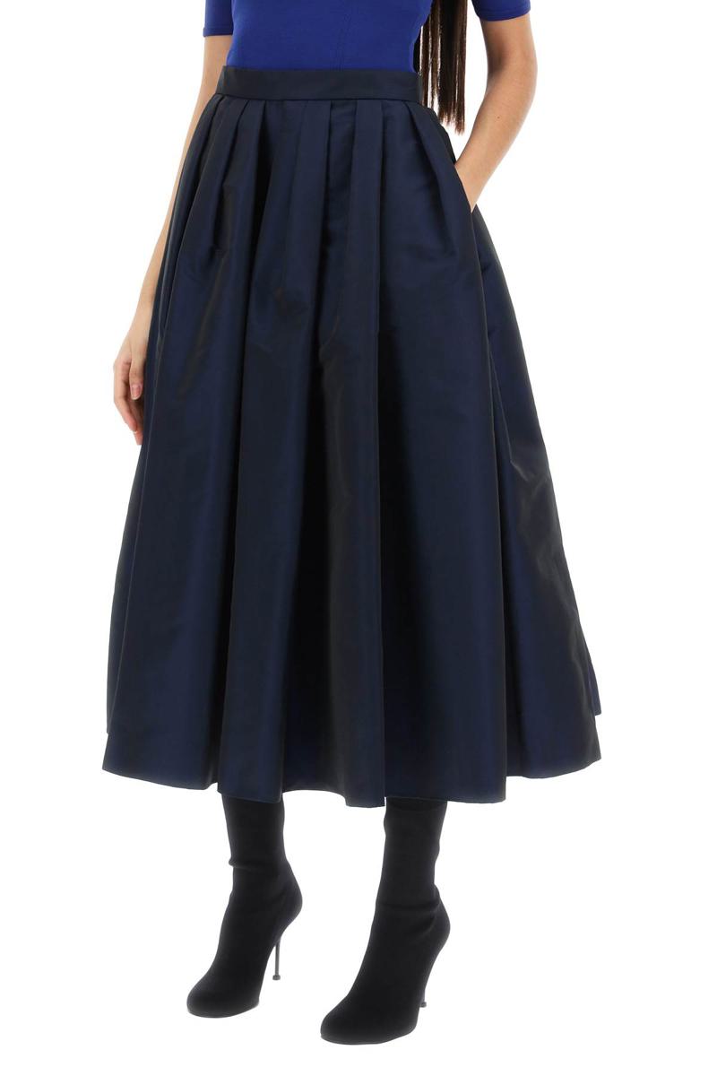 Shop Alexander Mcqueen Circular Skirt In Polyfaille In Blu