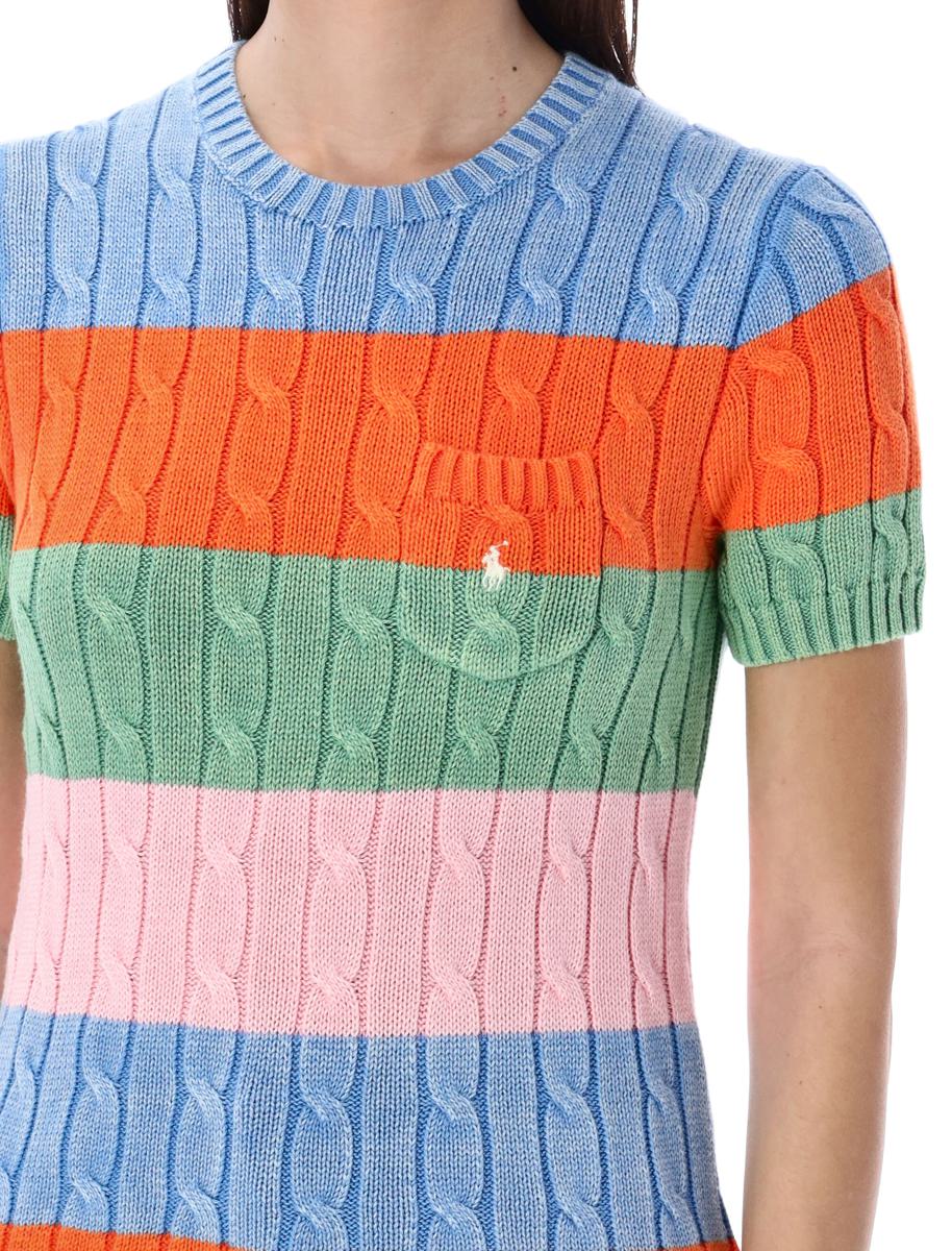Shop Polo Ralph Lauren Stripe Short Sleeves Sweater In Stripe Multicolor