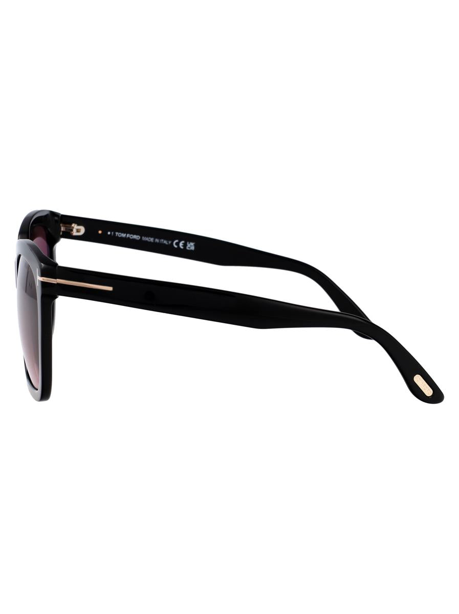 Tom Ford Havana Acetate Cat-eye Sunglasses In 01t Nero Lucido / Bordeaux Grad