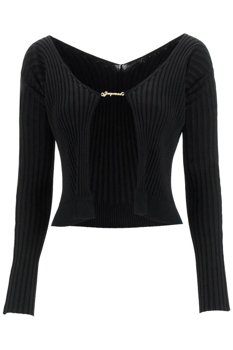 Shop Jacquemus 'la Maille Pralù Longue' Cardigan In Nero