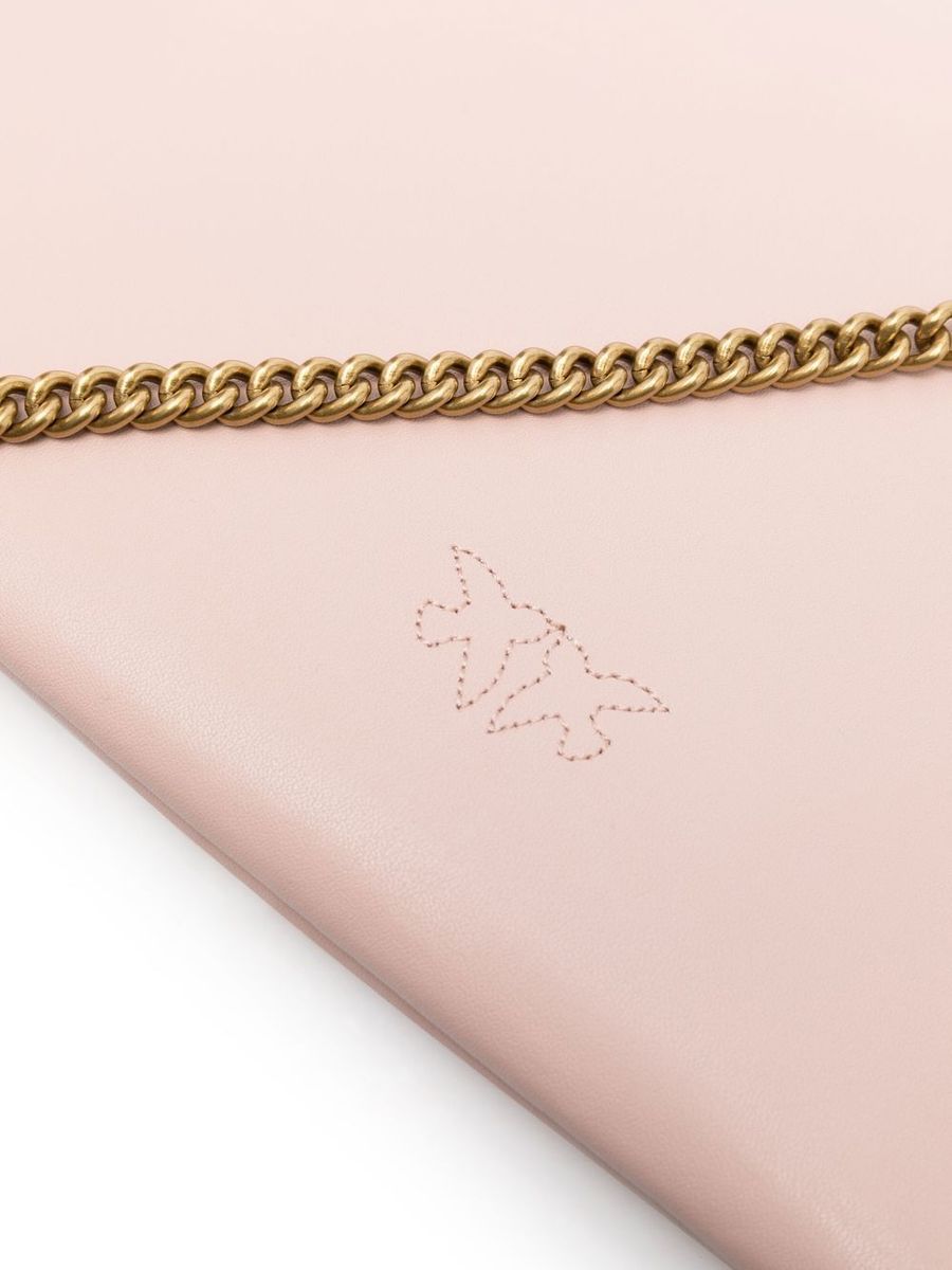 Pinko Logo-plaque Leather Satchel Bag In Powder