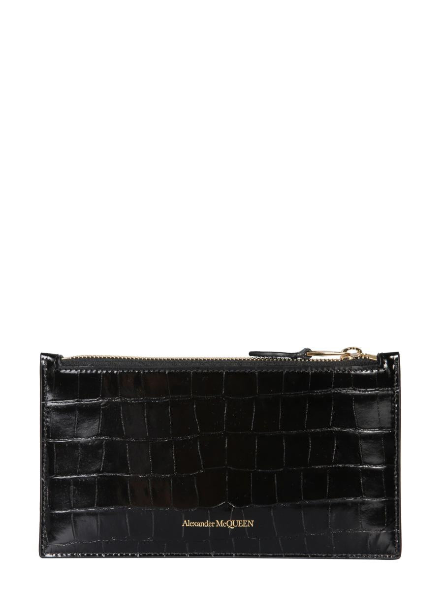 Shop Alexander Mcqueen Flat Wallet With Zipper In Black