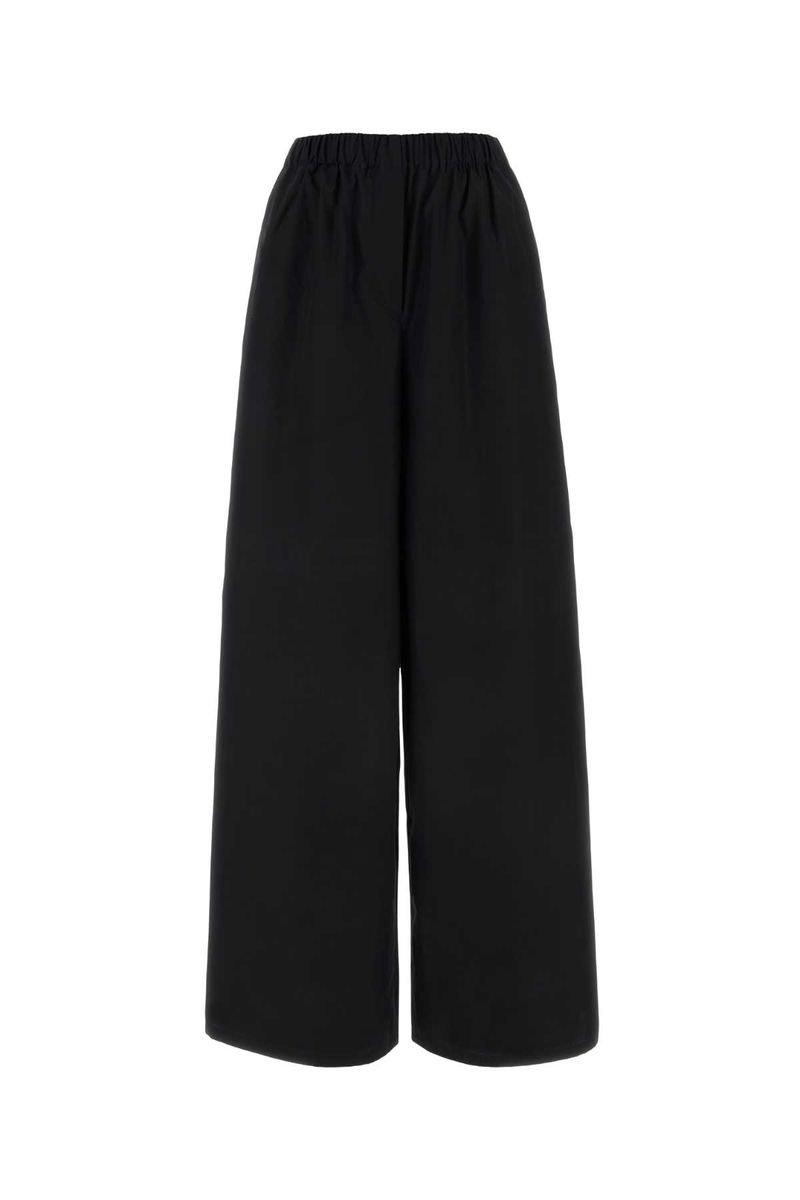 Shop Max Mara Navigli - Poplin Wide Leg Trousers In Black